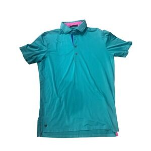 GREYSON Men's Turquoise Golf Polo Shirt Short Sleeve Button Up Collar M